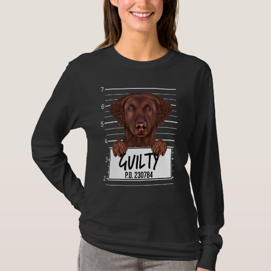 Mugshot Guilty Dog met Curly Coated Retriever T-shirt (Voorkant)