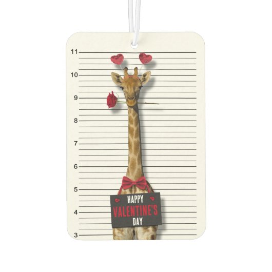 Mugshot Guilty Giraffe Funny Happy Valentine Dag Luchtverfrisser (Achterkant)