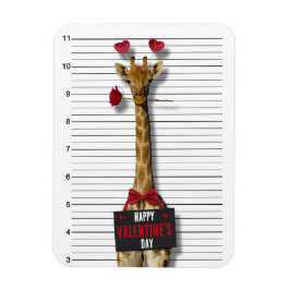 Mugshot Guilty Giraffe Funny Happy Valentine Dag Magneet