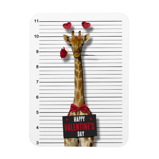 Mugshot Guilty Giraffe Funny Happy Valentine Dag Magneet (Verticaal)