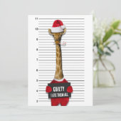 Mugshot Guilty Giraffe Funny Kerstmis Feestdagenkaart (Staand voorkant)