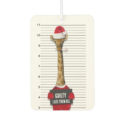 Mugshot Guilty Giraffe Funny Kerstmis Luchtverfrisser (Voorkant)