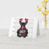 Mugshot Guilty Love Dog Funny Valentijnsdag Kaart (Gele Bloem)