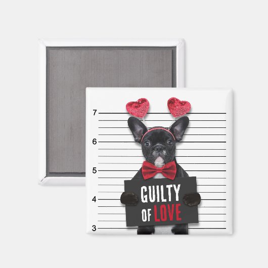 Mugshot Guilty Love Dog Funny Valentijnsdag Magneet (Voorkant / Achterkant)