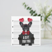 Mugshot Guilty Love Dog Valentijnsdag Cadeaukaart (Staand voorkant)