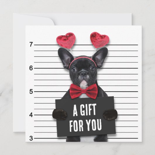 Mugshot Guilty Love Dog Valentijnsdag Cadeaukaart (Voorkant)