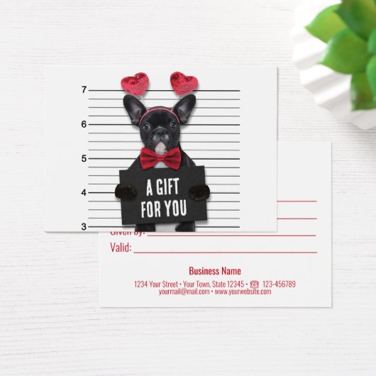 Mugshot Guilty Love Dog Valentijnsdag Cadeaukaart Visitekaartje (Bureau)