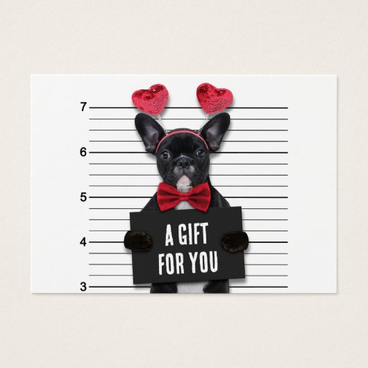 Mugshot Guilty Love Dog Valentijnsdag Cadeaukaart Visitekaartje (Voorkant)
