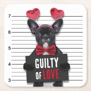 Mugshot Guilty Love Dog Valentijnsdag Funny Kartonnen Onderzetters