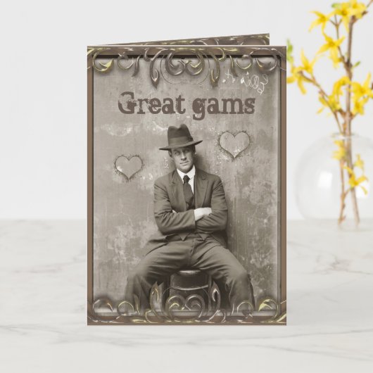 mugshot mafia man houdt van grappig romantisch kaart (Gele Bloem)