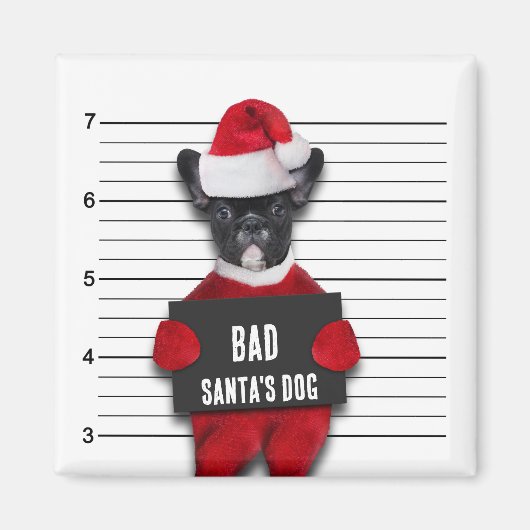 Mugshot Stoute Kerstman Hond Grappige Kerst Magneet (Voorkant)