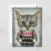 Mugshot van een kattenmisdadiger briefkaart (Voorkant / Achterkant)