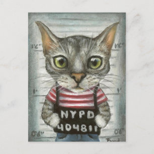 Mugshot van een kattenmisdadiger briefkaart