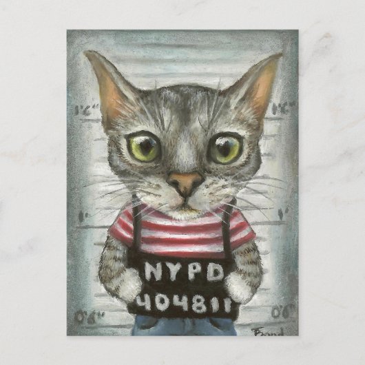 Mugshot van een kattenmisdadiger briefkaart (Voorkant)