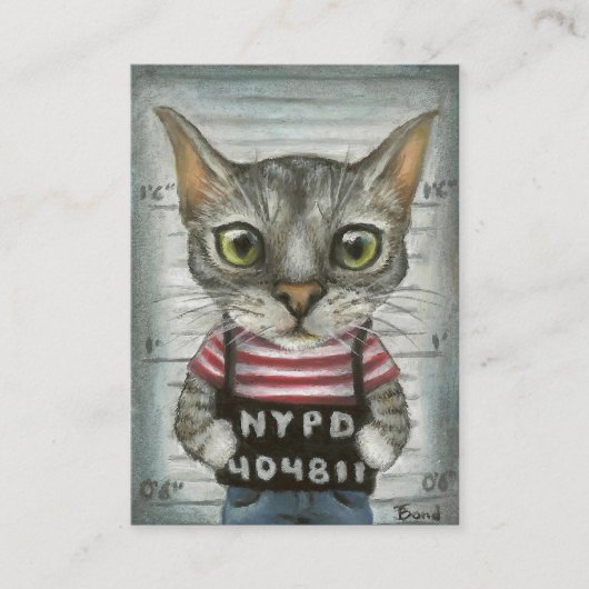 Mugshot van een kattenmisdadiger visitekaartje (Voorkant)