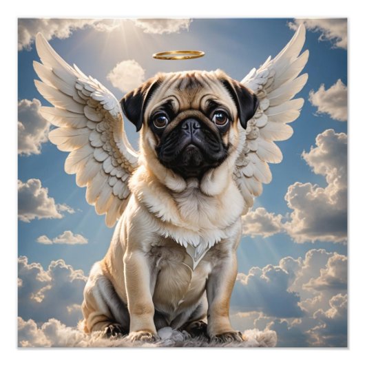 Mugsy the Pug Enters Dog Heaven Foto Afdruk (Voorkant)