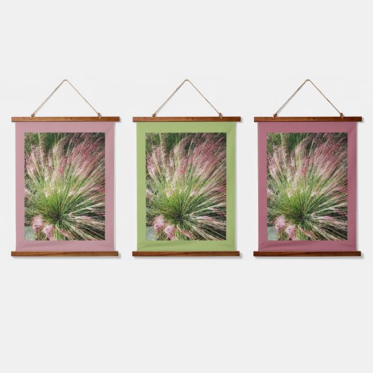 Muhly Grass Roze en Groene Fotografische Natuur Hangend Wandkleed (Driedubbel)