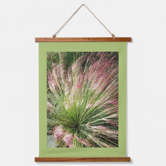 Muhly Grass Roze en Groene Fotografische Natuur Hangend Wandkleed (Voorkant 2)