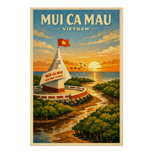 Mui Ca Mau, Vietnam, in klassieke retro-stijl Perfect Poster