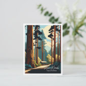 Muir Bossen Californië vintage reisillustratie Briefkaart (Staand voorkant)