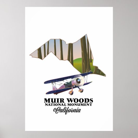 Muir Bossen National Monument map reisposter. Poster (Voorkant)