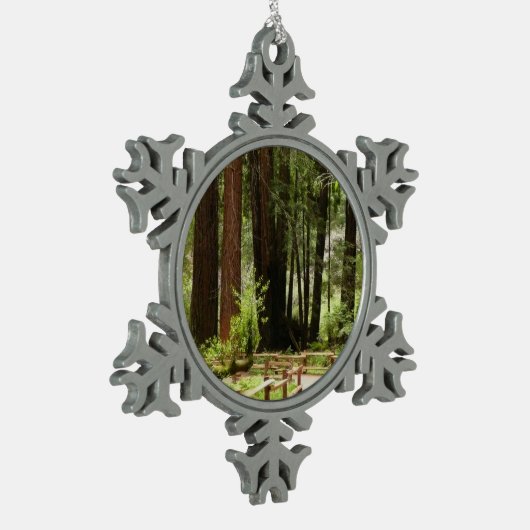 Muir Bossen Path I Natuur Fotografie Tin Sneeuwvlok Ornament (Links)