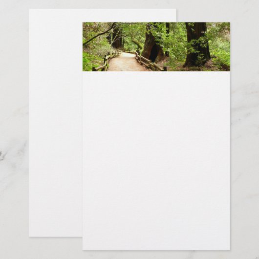 Muir Bossen Path II Natuur Fotografie Briefpapier (Voorkant / Achterkant)