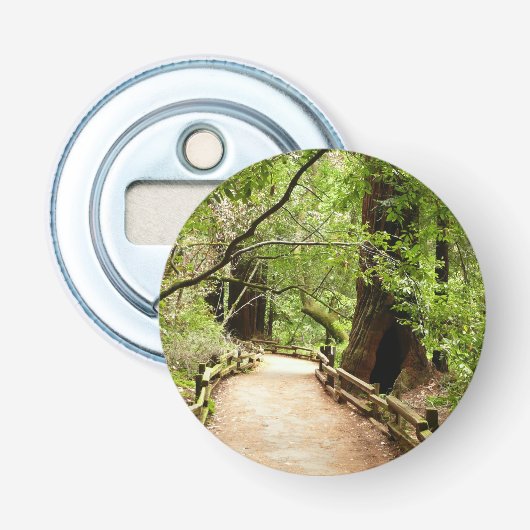 Muir Bossen Path II Natuur Fotografie Button Flesopener (Voorkant)