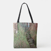 Muir Bossen Trees met Citaat Tote Bag (Achterkant)