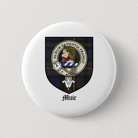 Muir Clan Crest Badge Tartan Ronde Button 5,7 Cm (Voorkant)