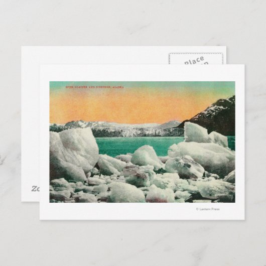 Muir Glacier en Icebergs in Alaska #1State Briefkaart (Voorkant / Achterkant)
