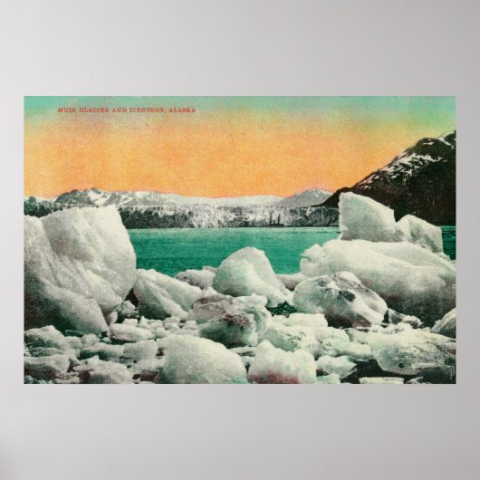 Muir Glacier en Icebergs in Alaska #1State Poster (Voorkant)
