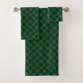 Muir Moore tartan green blue plaid Bad Handdoek (Insitu)