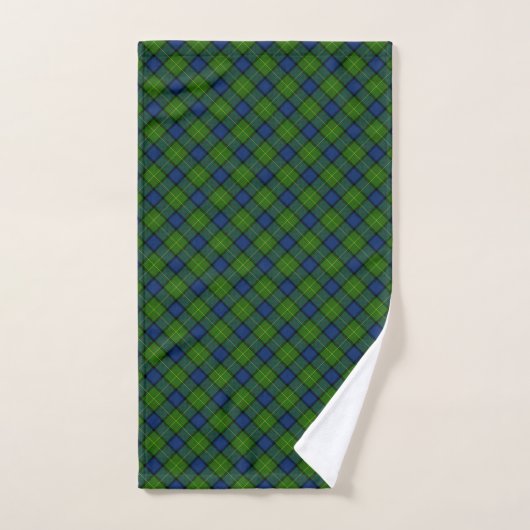 Muir Moore tartan green blue plaid Bad Handdoek (Handdoek)