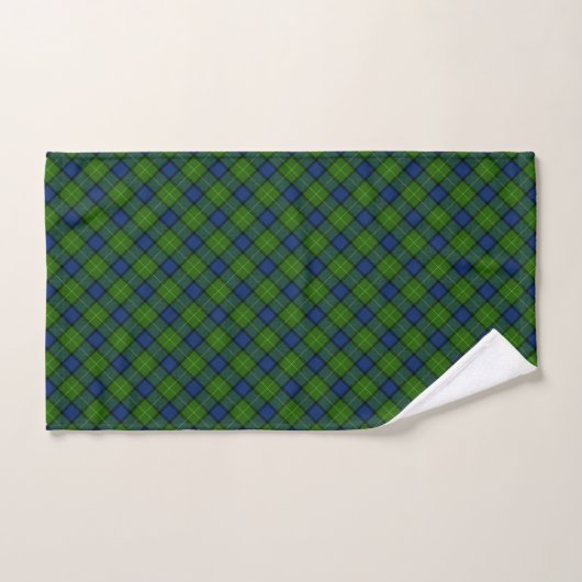 Muir Moore tartan green blue plaid Bad Handdoek (Handdoek)