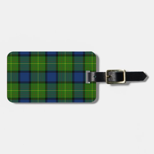 Muir Moore tartan green blue plaid Bagagelabel (Voorkant horizontaal)