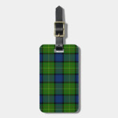 Muir Moore tartan green blue plaid Bagagelabel (Voorkant verticaal)