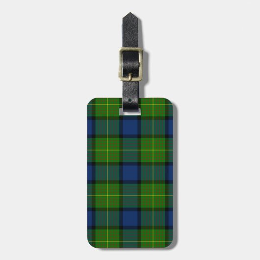 Muir Moore tartan green blue plaid Bagagelabel (Voorkant verticaal)