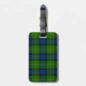 Muir Moore tartan green blue plaid Bagagelabel (Achterkant verticaal)