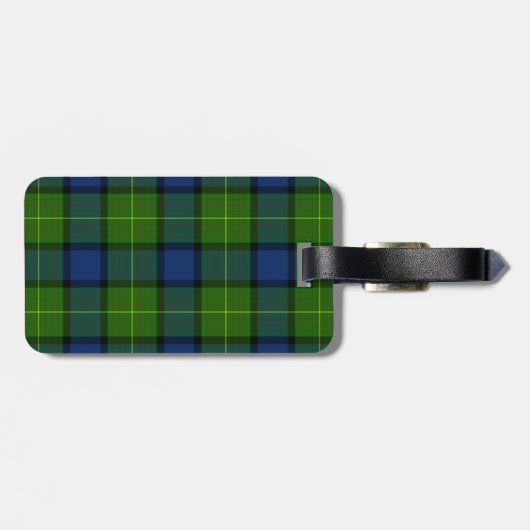 Muir Moore tartan green blue plaid Bagagelabel (Achterkant horizontaal)