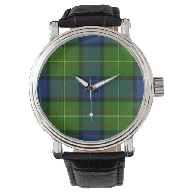 Muir Moore tartan green blue plaid Horloge (Voorkant)