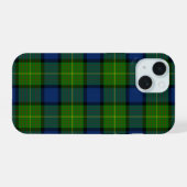 Muir Moore tartan green blue plaid iPhone 15 Case (Achterkant horizontaal)