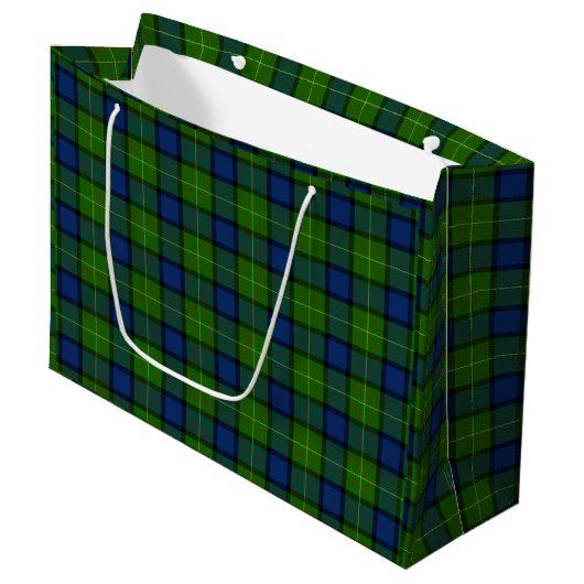 Muir Moore tartan green blue plaid Large Cadeautasje (Voorkant Gekanteld)