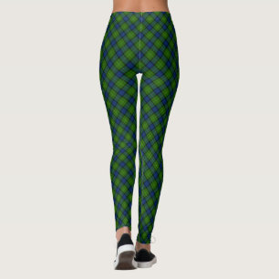 Muir Moore tartan green blue plaid Leggings