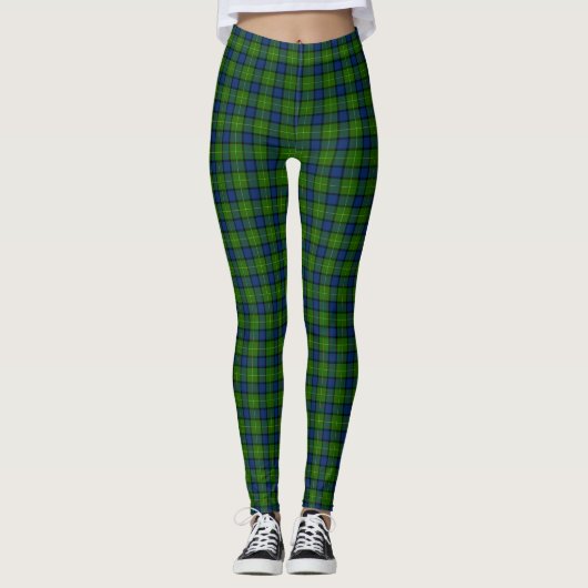 Muir Moore tartan green blue plaid Leggings (Voorkant)