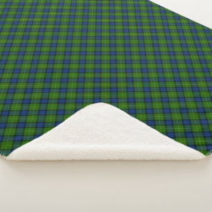 Muir Moore tartan green blue plaid Sherpa Deken