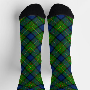 Muir Moore tartan green blue plaid Sokken