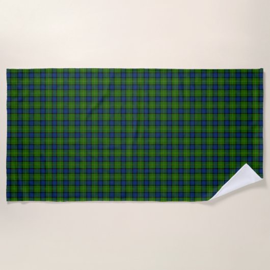 Muir Moore tartan green blue plaid Strandlaken (Voorkant)
