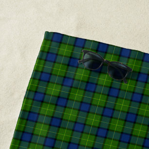 Muir Moore tartan green blue plaid Strandlaken