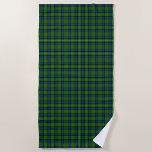 Muir Moore tartan green blue plaid Strandlaken (Voorkant)
